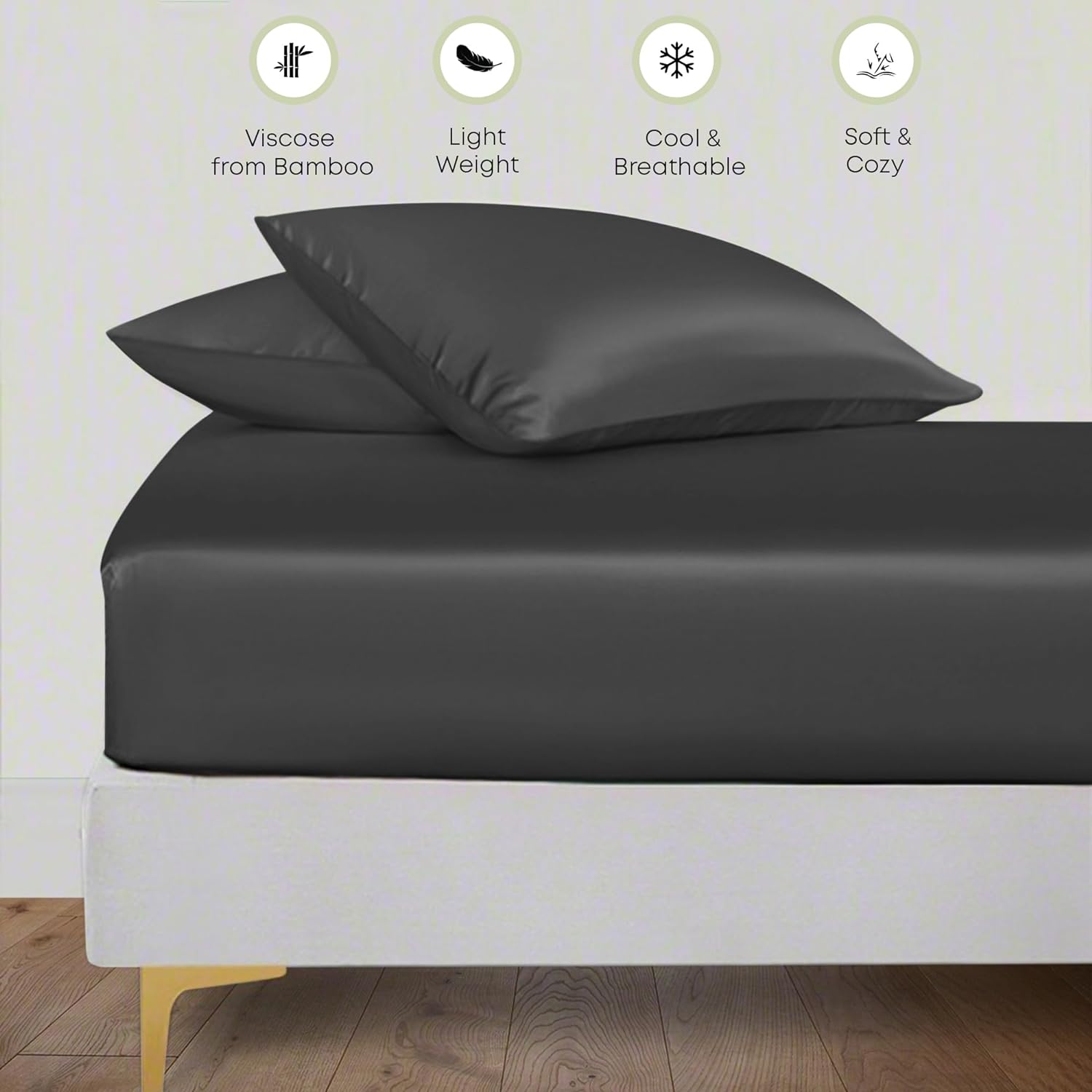 Seasons Grey Silk Bedsheet Deep Pocket with Pillowcase Double