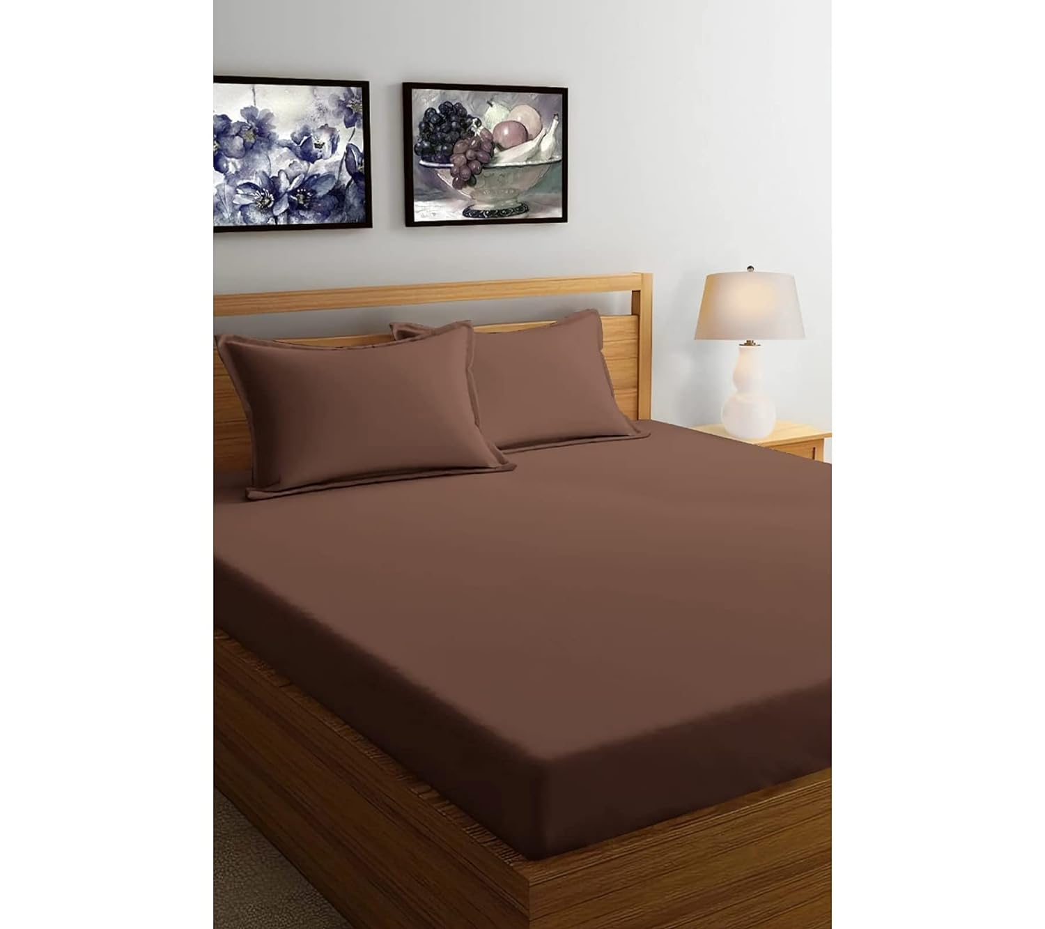 Seasons Double Bedsheet with 2 Pillow Covers, Brown