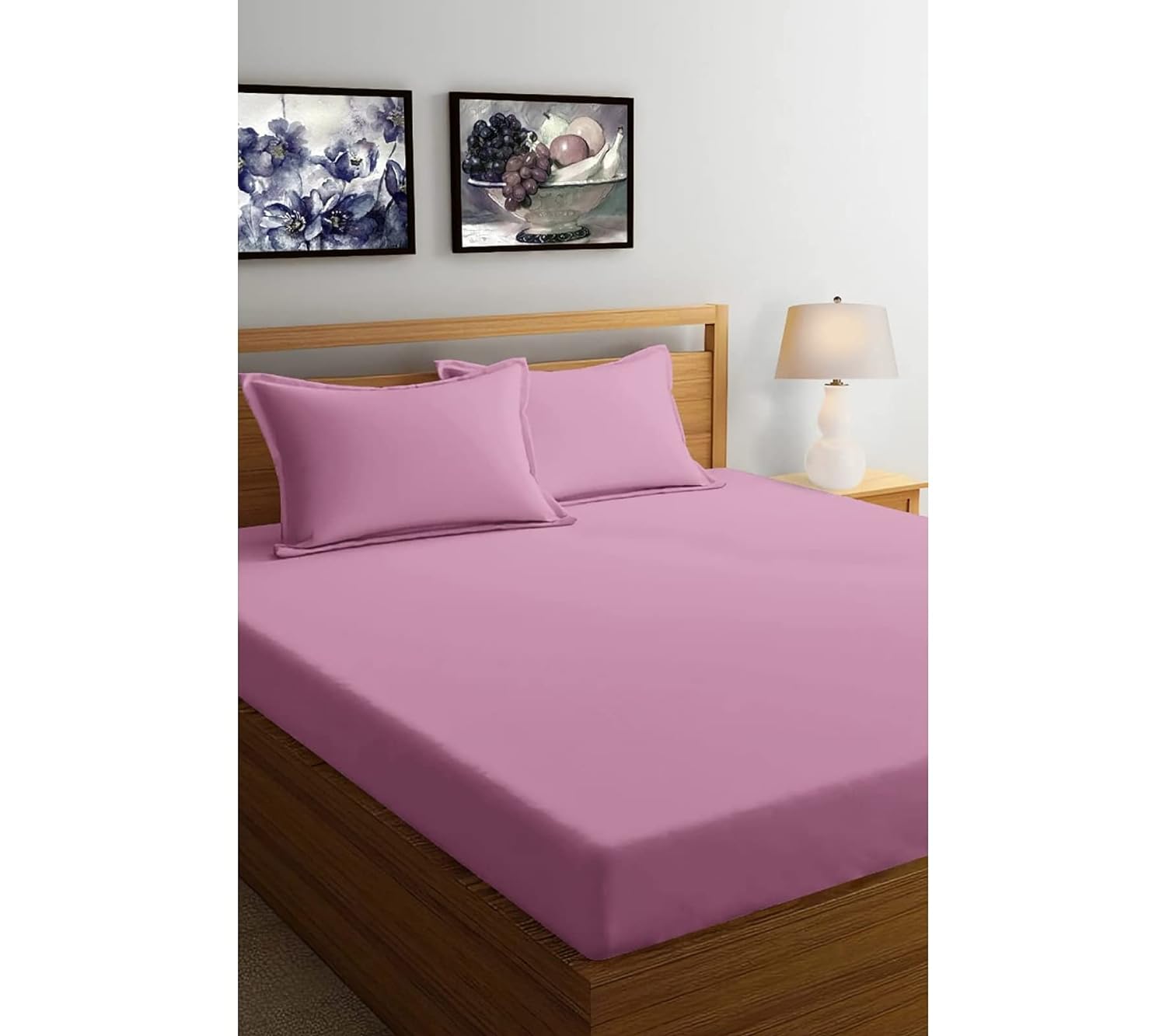 Seasons Double Bedsheet with 2 Pillow Covers, Light Wine