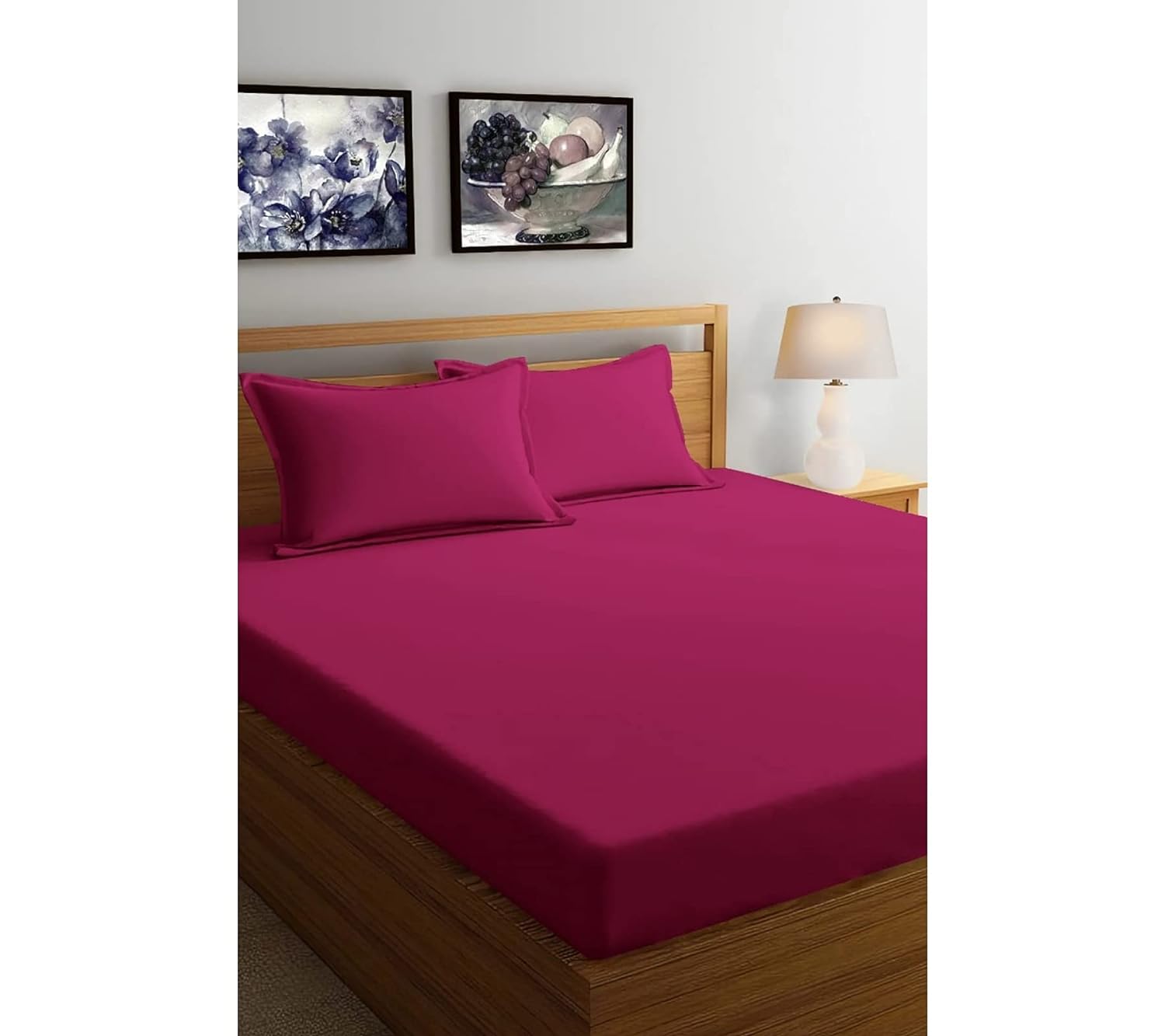 Seasons Double Bedsheet with 2 Pillow Covers, Maroon