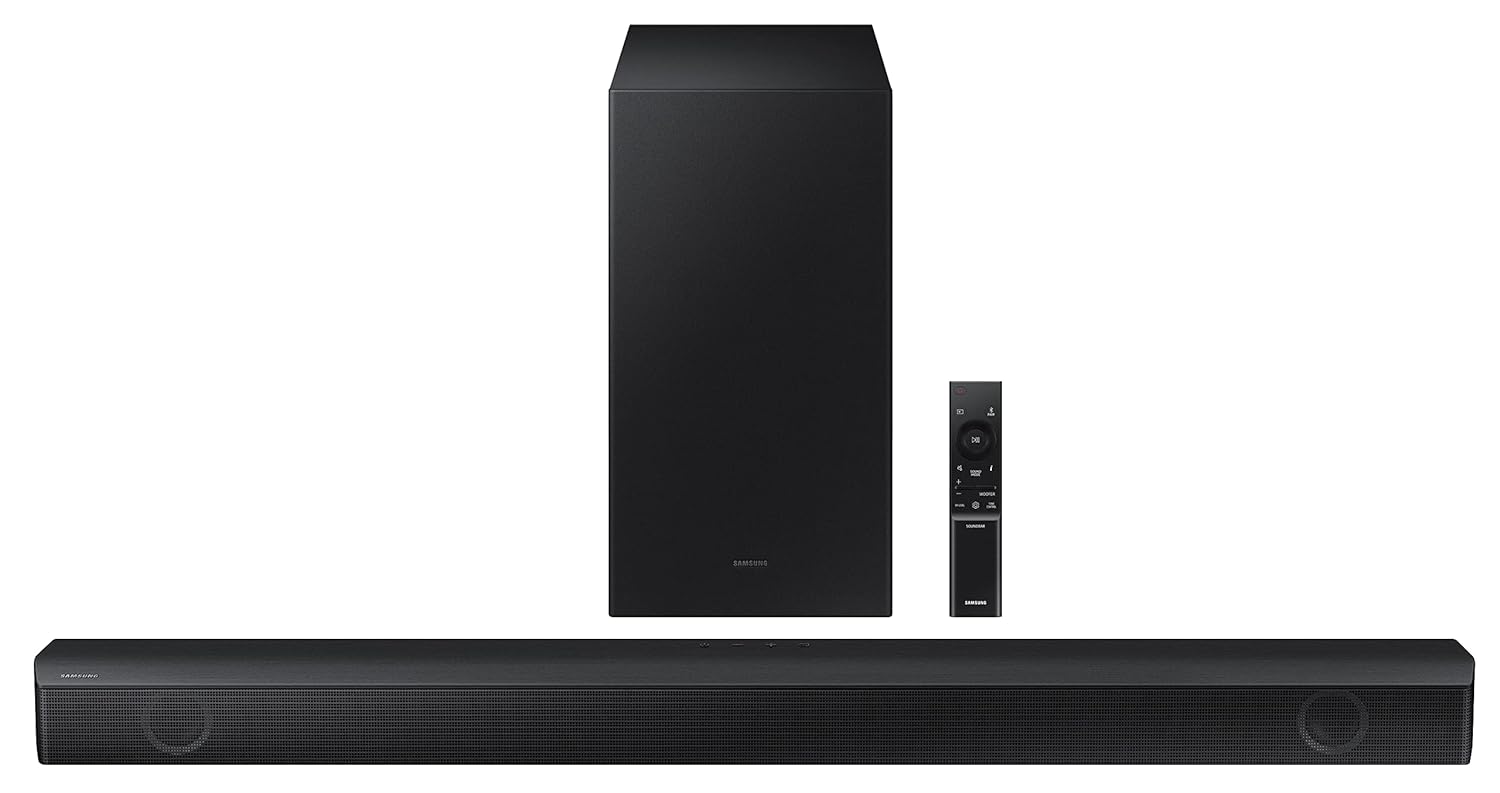 SAMSUNG HW-B55E/XL Wireless Subwoofer, Dolby 2ch & DTS Virtual X 410 W Bluetooth Soundbar?(Black, 2.1 Channel)