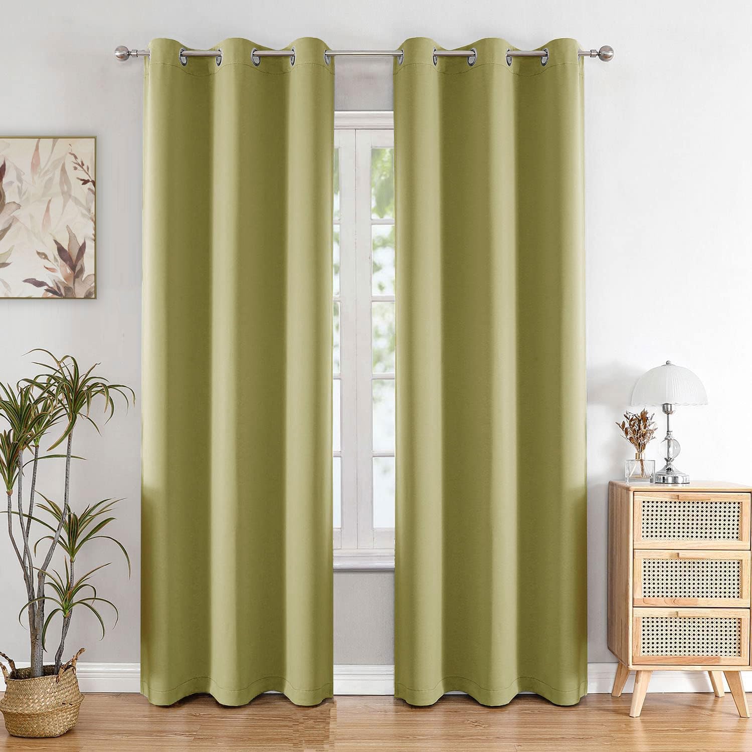 Seasons Avacado Green Curtains 4 Feet & Single Piece