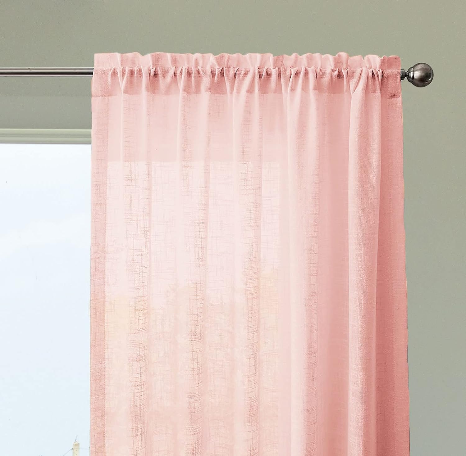 Seasons Cotton Sheer Curtains 5 Feet Long Set of 2,Baby Pink
