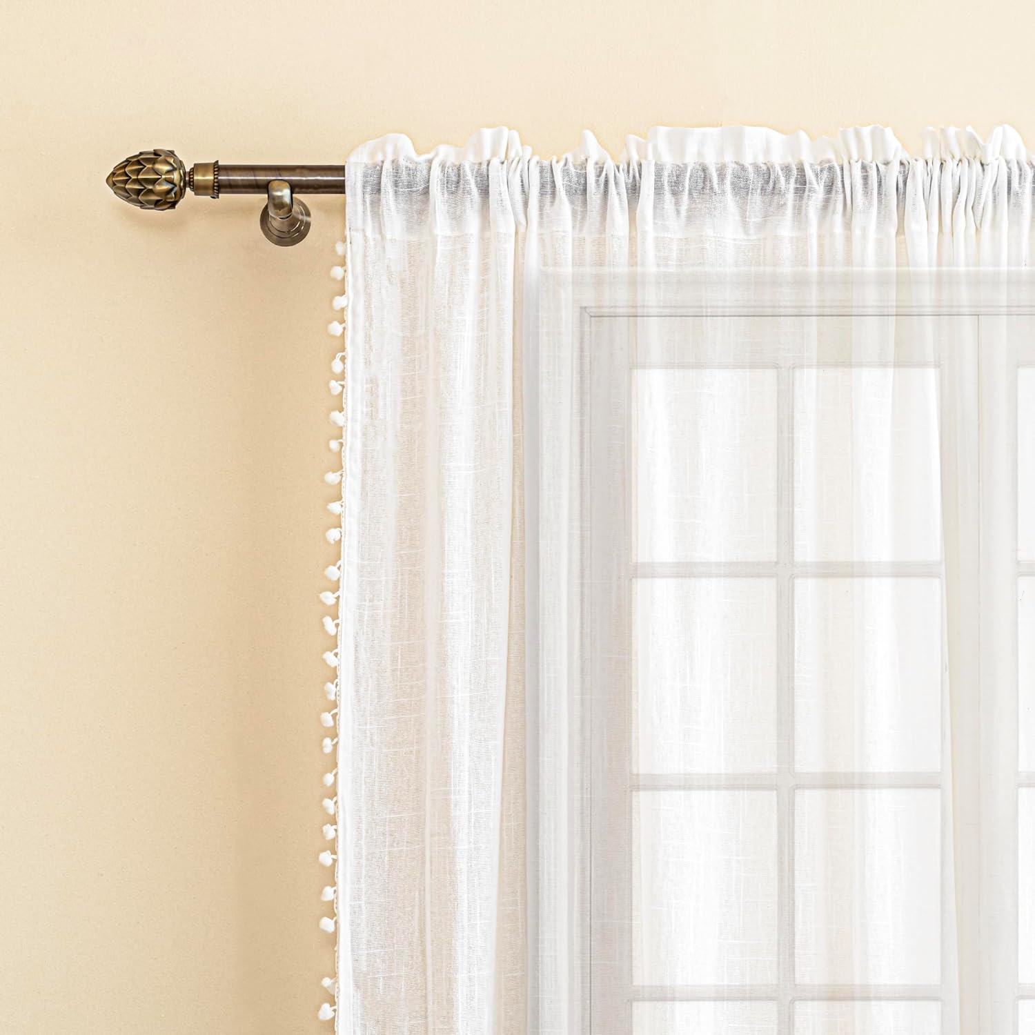 Seasons Cotton Sheer Curtains Window 5 Feet, White