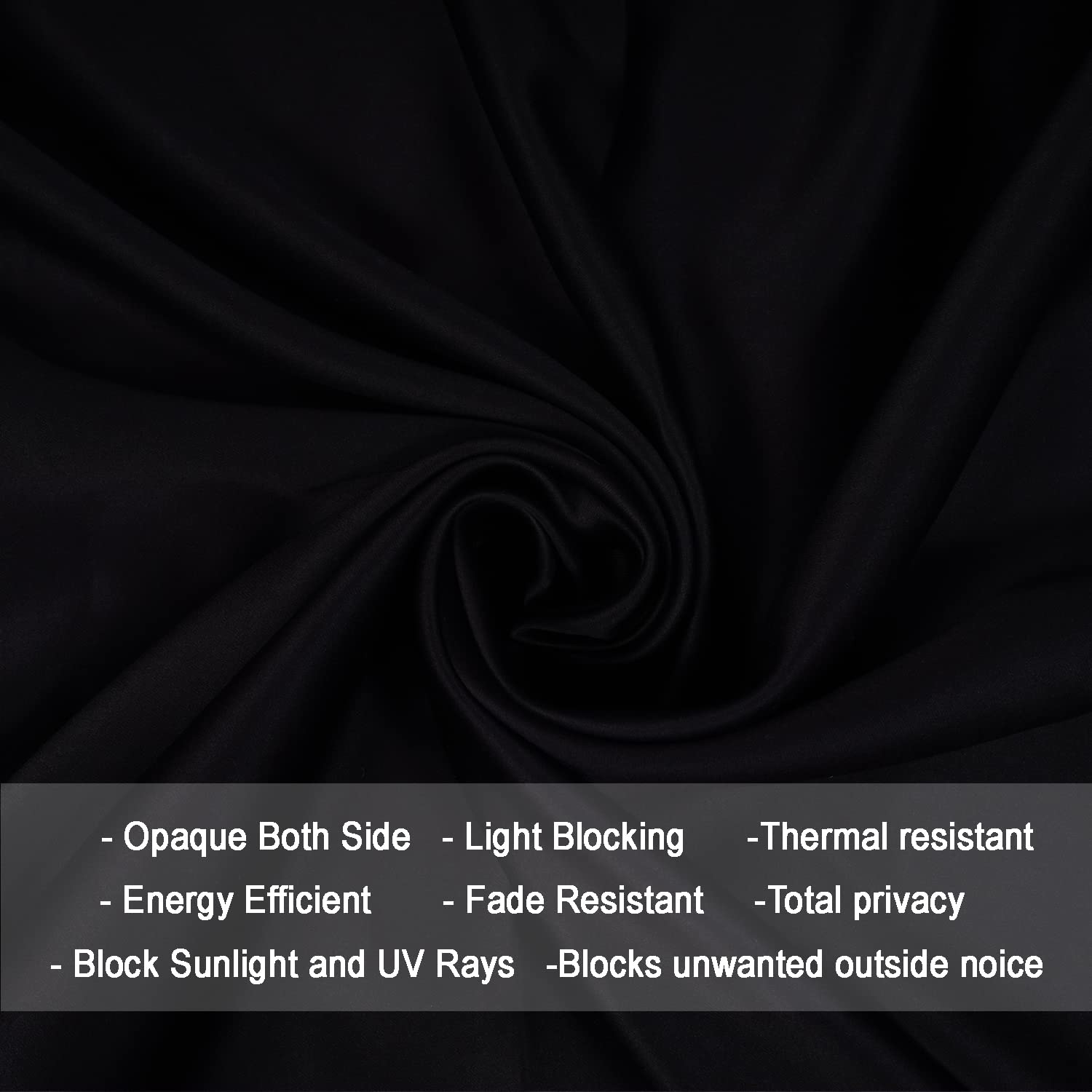 Seasons Room Darkening Blackout Black Curtain 4 Feet