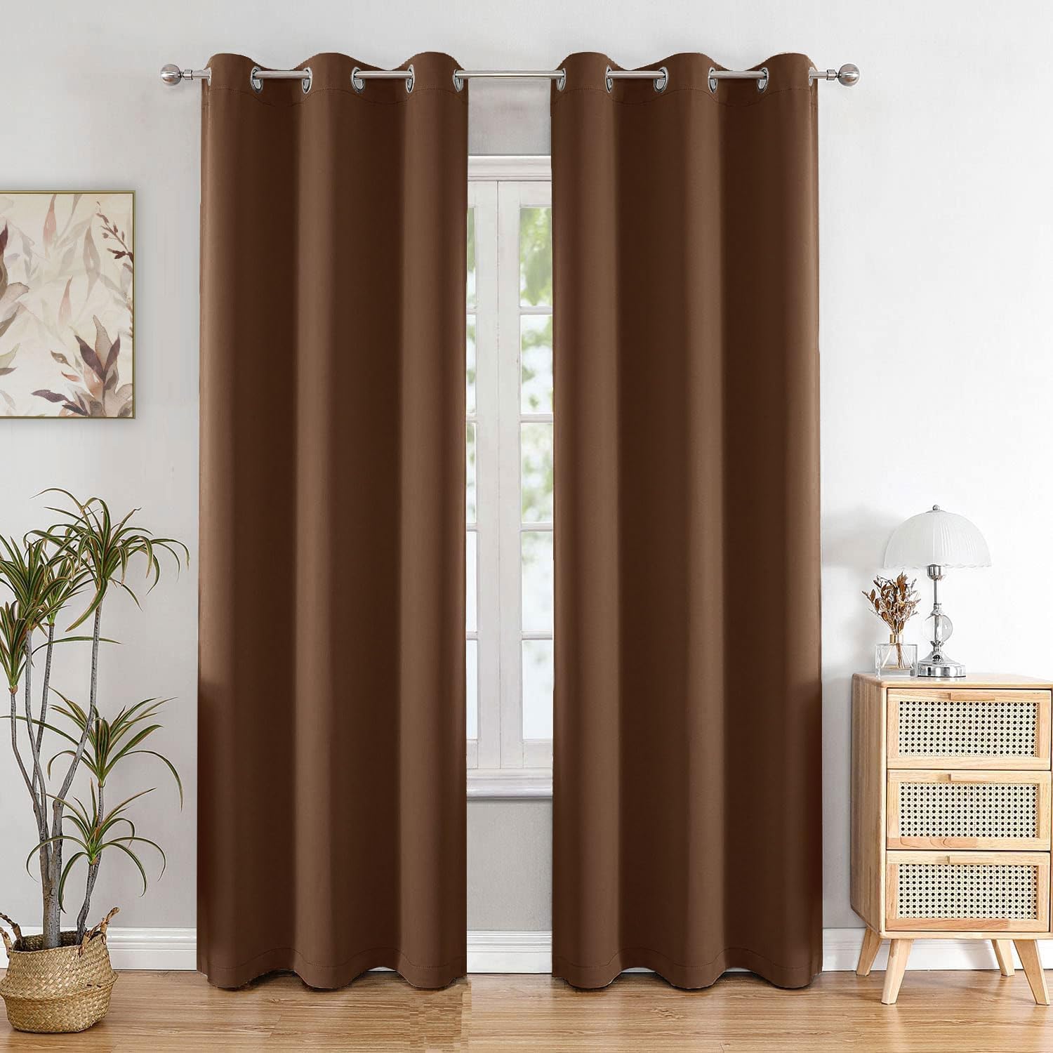 Seasons Room Darkening-4 Feet Dark Brown Curtain