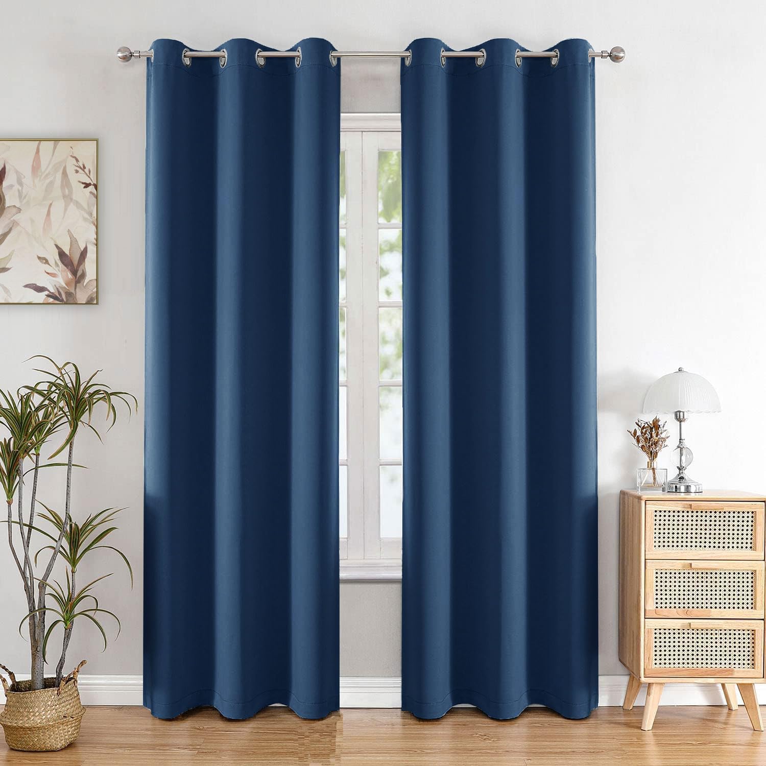 Seasons Room Darkening Navy Blue 4 Feet Curtains