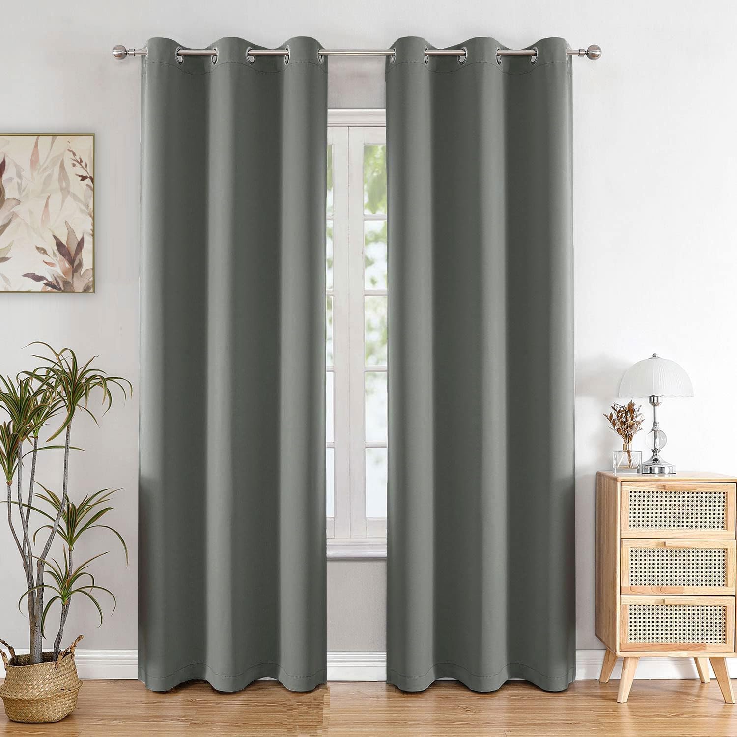 Seasons Grey Room Darkening Curtains 5 Feet Long
