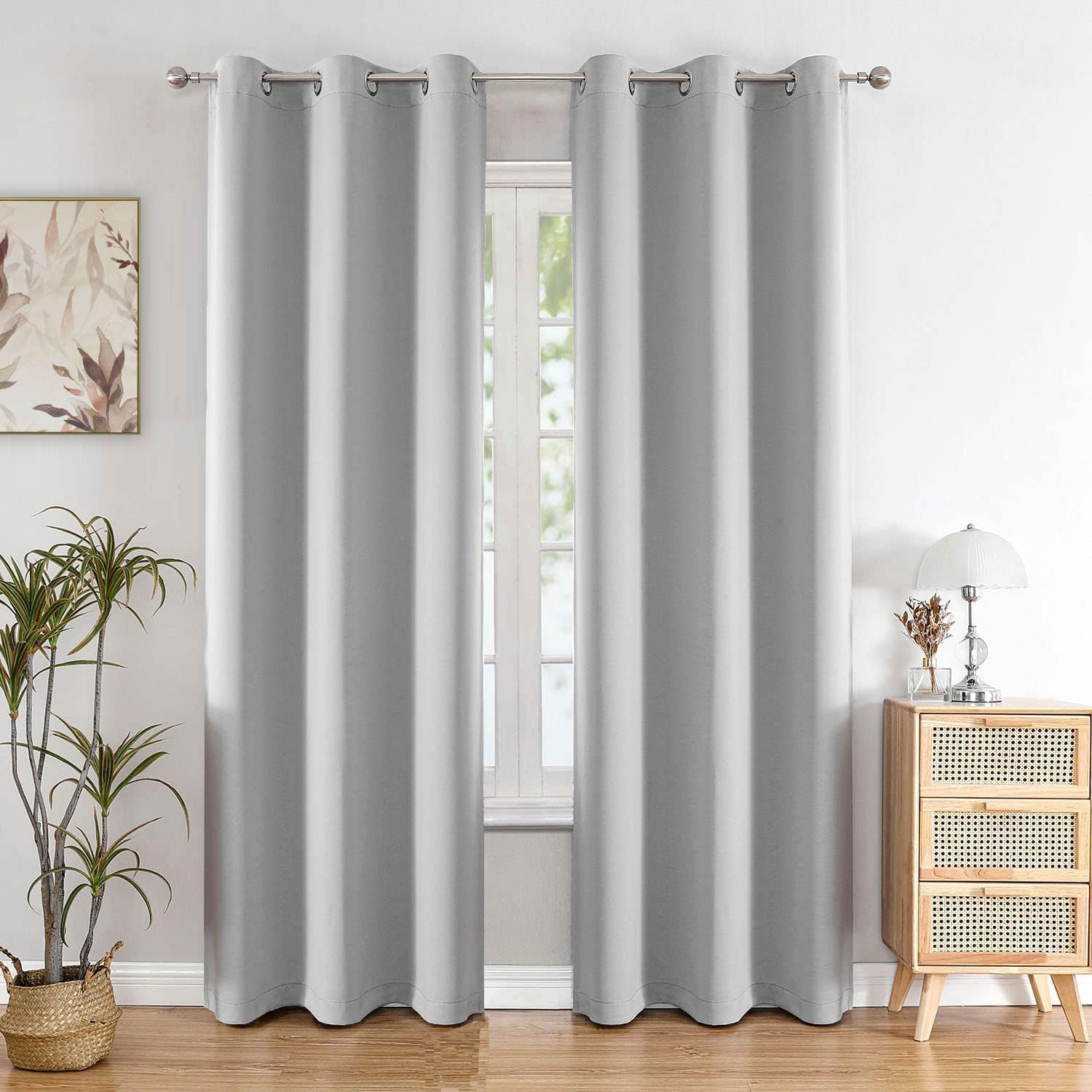 Seasons Greyish White Room Darkening Curtain 5 Feet Long