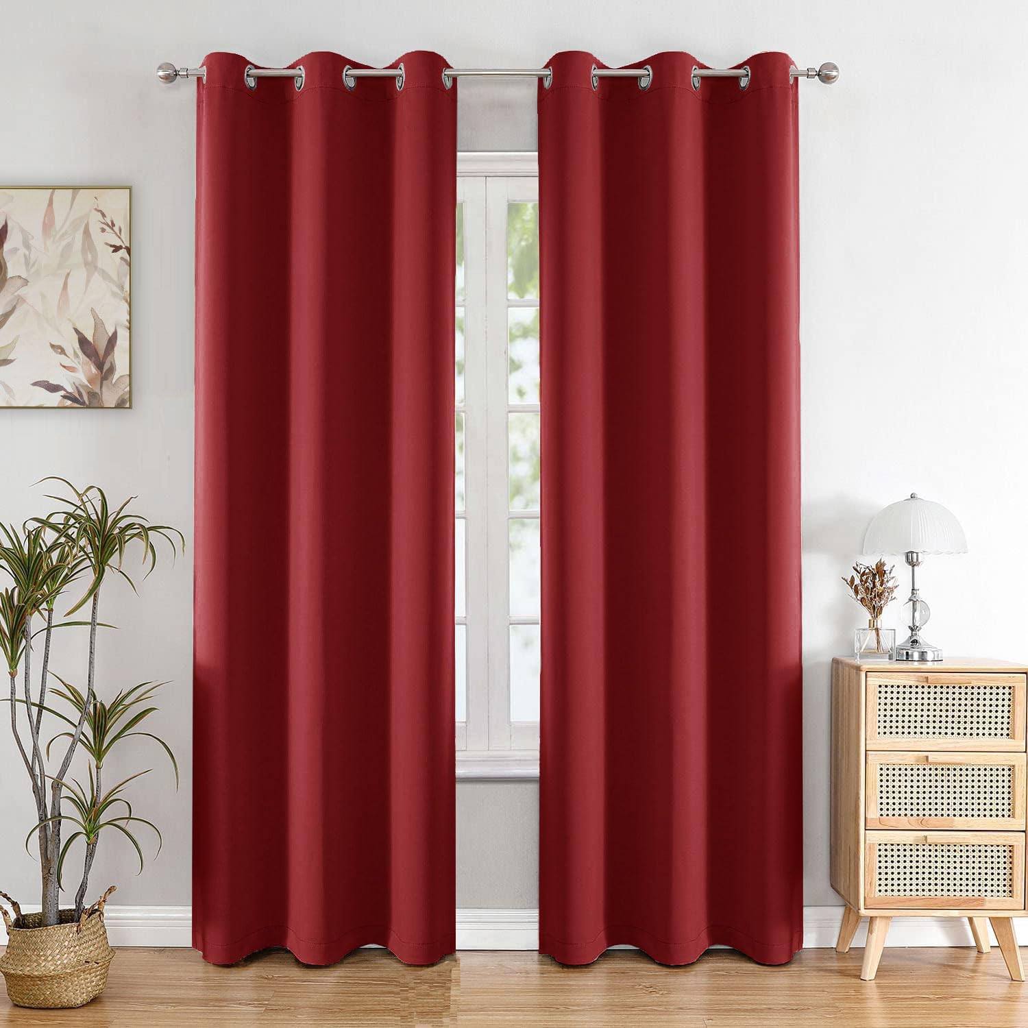 Seasons Maroon Room Darkening Curtains-5 Feet Long