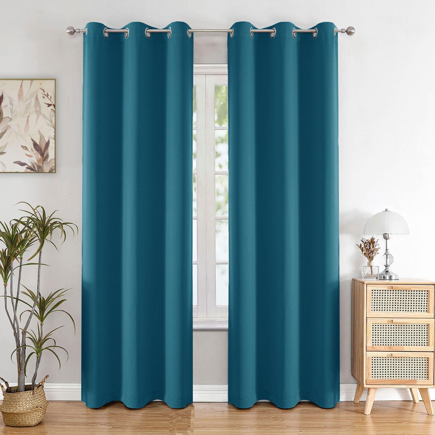 Seasons Blue Heavy Blackout Curtains Long Door 7Feet