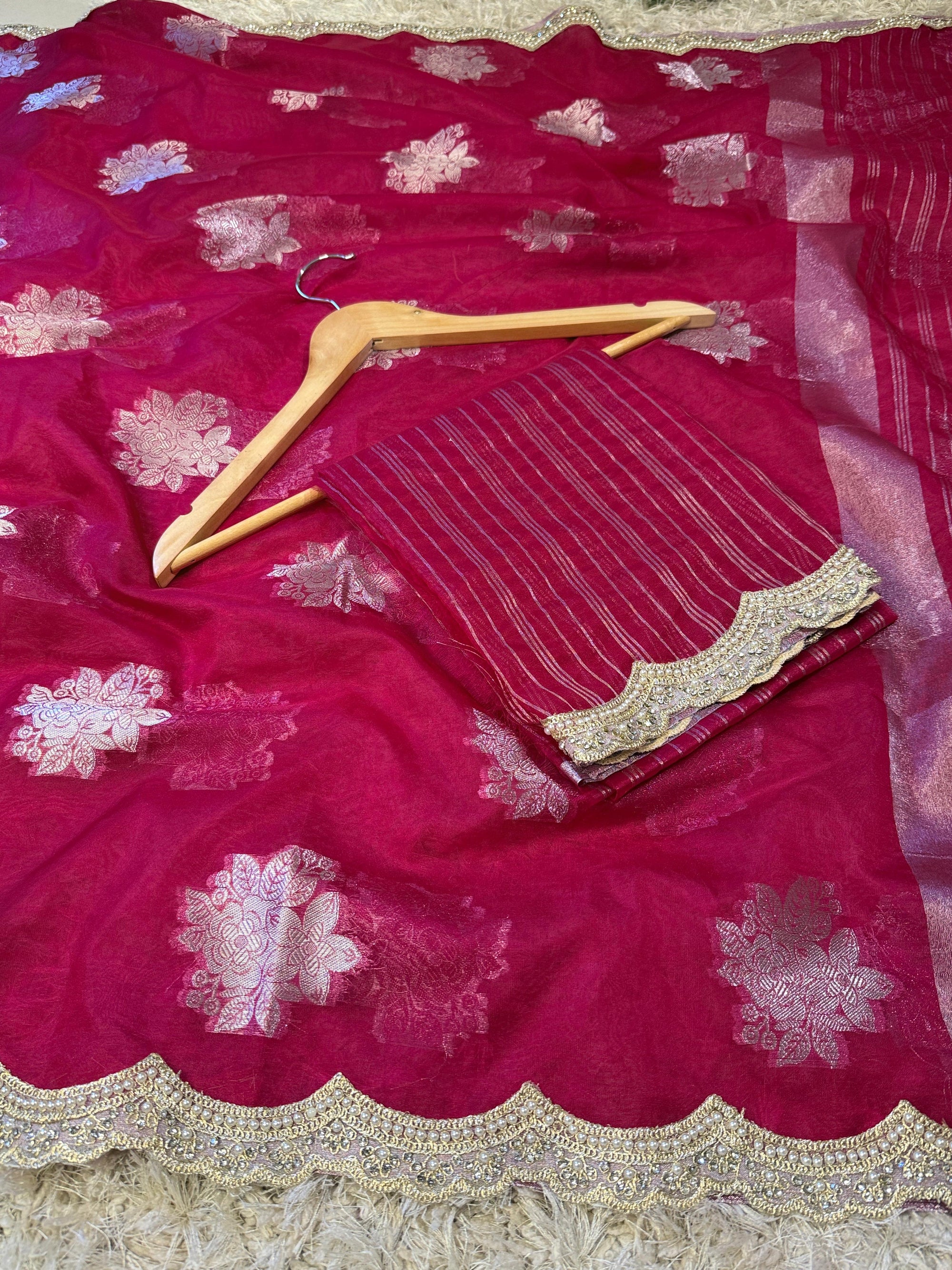 Banarasi Kora Organza Saree with Lace Border