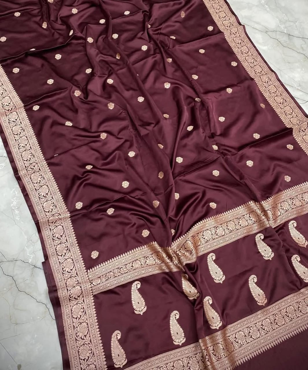Handloom Banarasi Mashru Katan Silk Saree with booti work