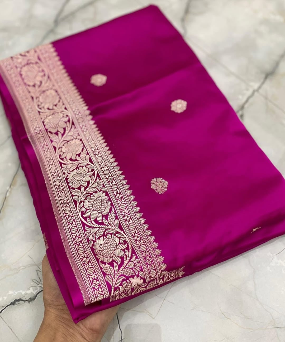 Handloom Banarasi Mashru Katan Silk Saree with booti work