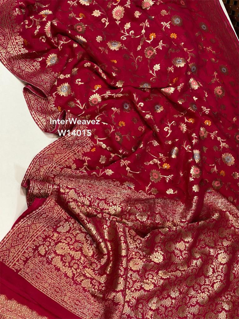 Banarasi Georgette Soft Silk Saree with floral design