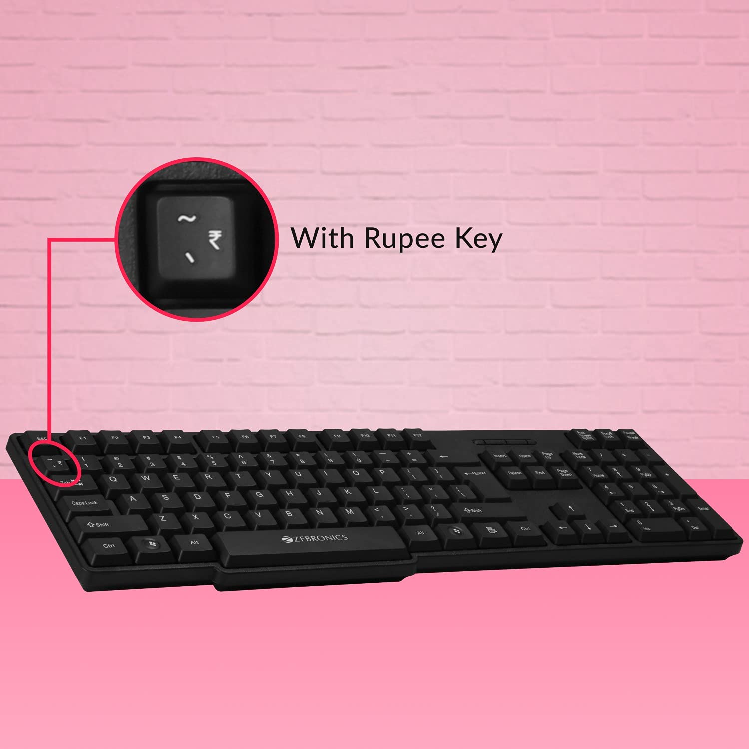Zebronics Zeb-Companion 107 and Mouse Combo with Nano Receiver Wireless Laptop Keyboard?(Black)