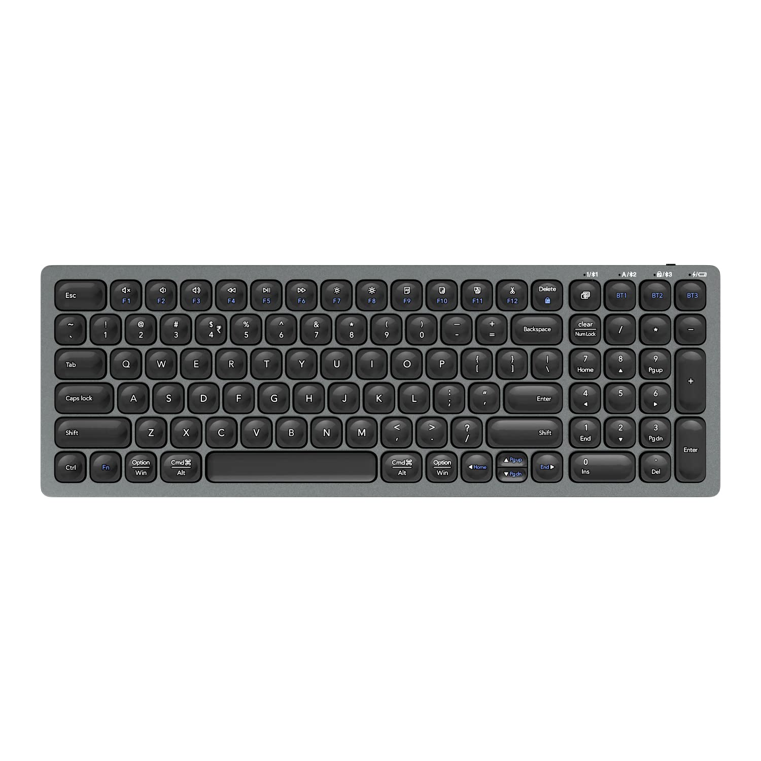 Zebronics Zeb K5001MW Bluetooth 5.0 keyboard for Mac, Windows, Android, Upto 3 connections Bluetooth Multi-device Keyboard?(Dark Grey)