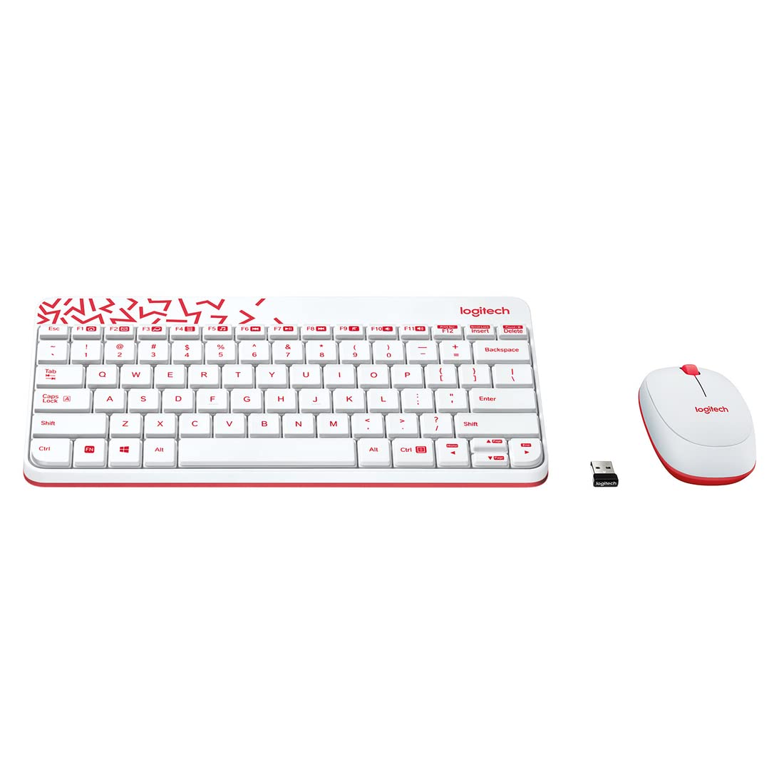 Logitech MK240 Wireless Keyboard and Mouse Combo?(White&Vivid Red)