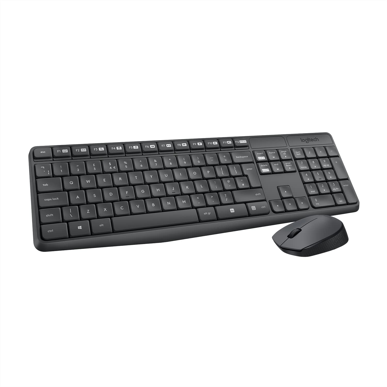 Logitech MK235 Mouse & Keyboard Combo, Full-Sized, 15 FN Keys, 3-Year Battery Life Wireless Laptop Keyboard?(Black & Gray)
