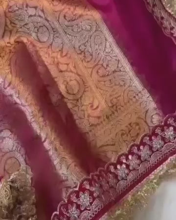 Banarasi Tissue Silk Saree with Velvet and Uljhi Lace Work
