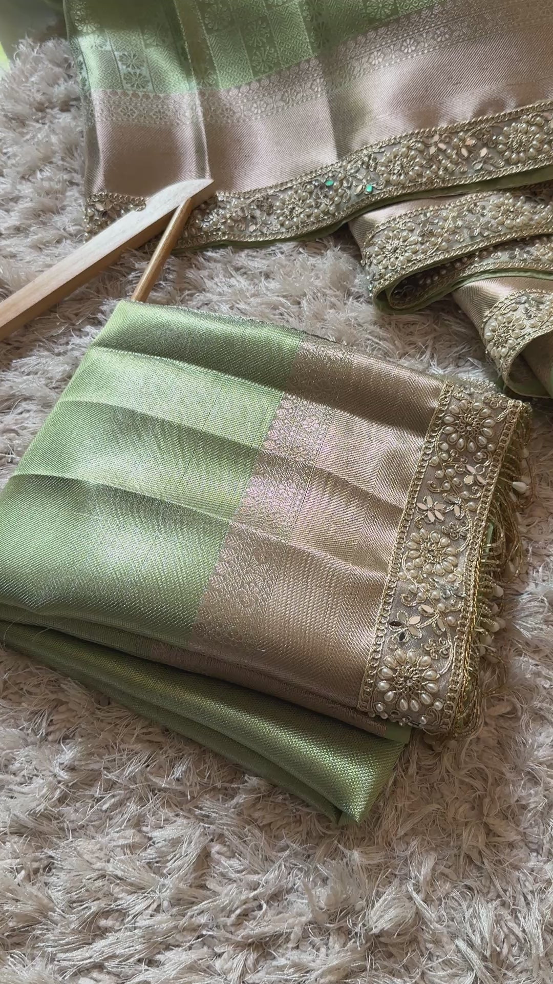 Banarasi Kanjivaram Katan Tissue Silk Saree with lace border
