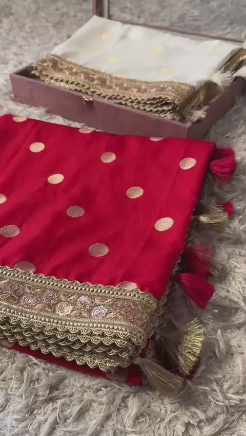 Banarasi Raw Mango Katan Silk Saree with Contrast Blouse