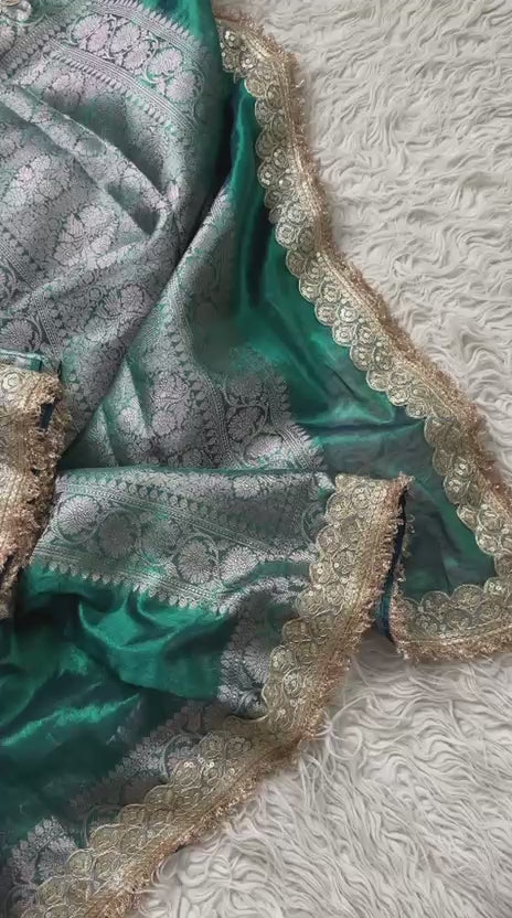 Banarasi Tissue Silk Saree with Lace Border