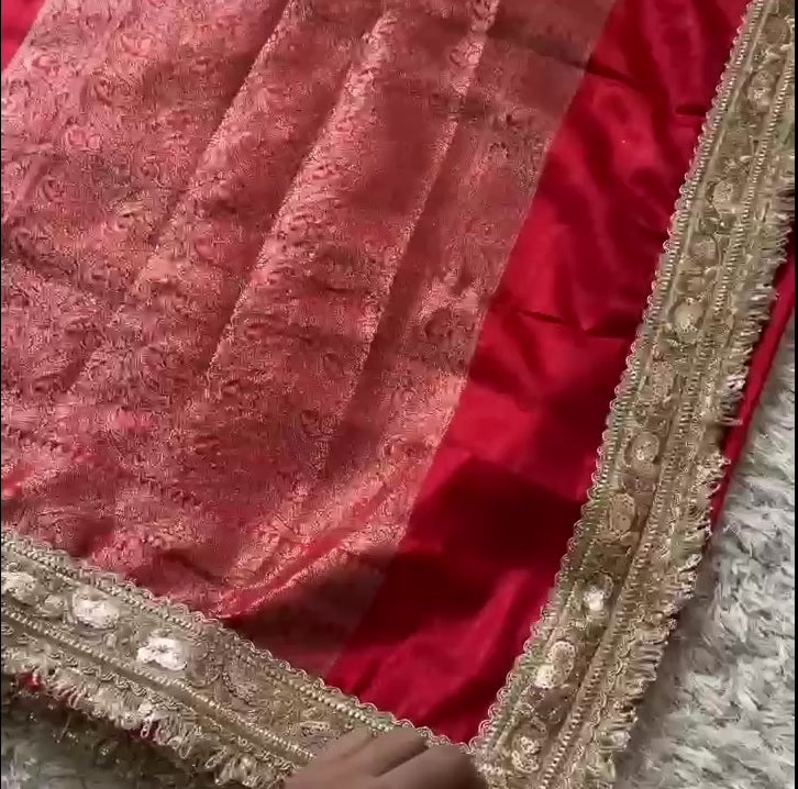 Banarasi Tissue Silk Saree with Broad Lace border