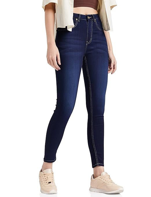 Women Ankle Length Med Blue Jeans