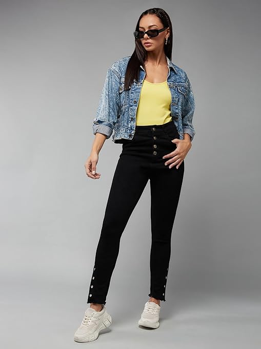 Women Skinny Regular Ink Black Jeans