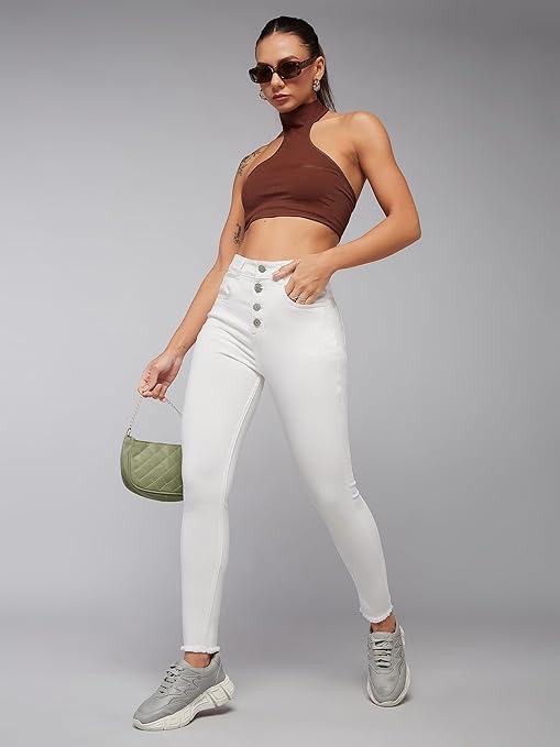 Women Skinny Regular Powder White Jeans