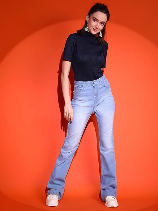 Women High Waisted Beau Blue Jeans
