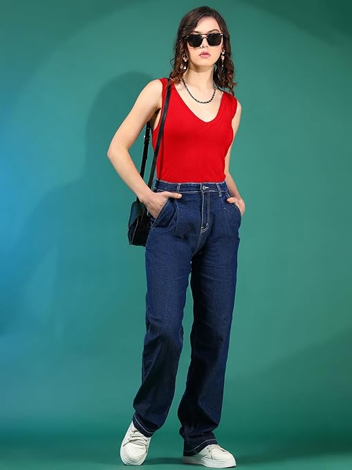 Women High Waisted Blue Jeans