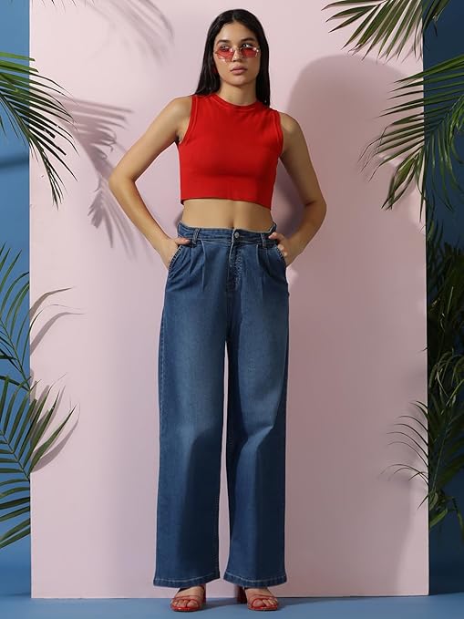 Women High Waisted Midnight Blue Jeans