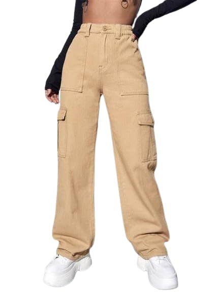 Women High Waist Cargo Chiku Jeans