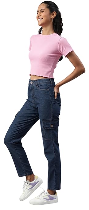 Women Stretchable Cargo Dxblue Joggers