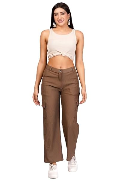Women Cargo Baggy Brown Jeans
